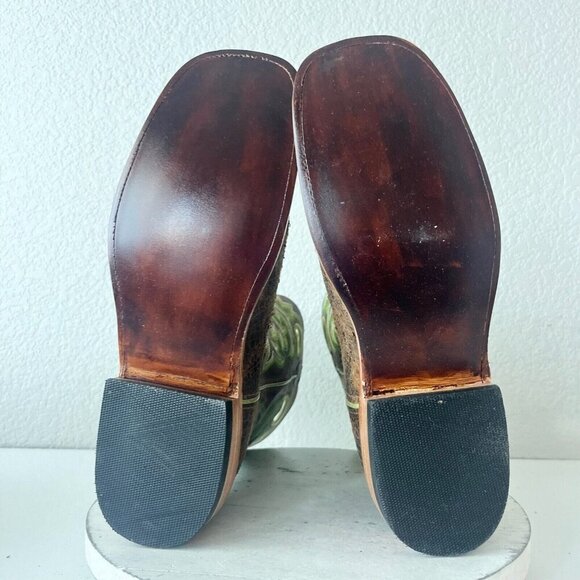 NEW Capitan CHEYENNE Mens Cowboy Boots 11D Western Square Toe Brown Leather Sole - Picture 8 of 11